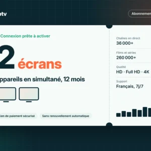 IPTV multi-écrans 12 mois – 2 appareils – visuel de la formule Net IPTV